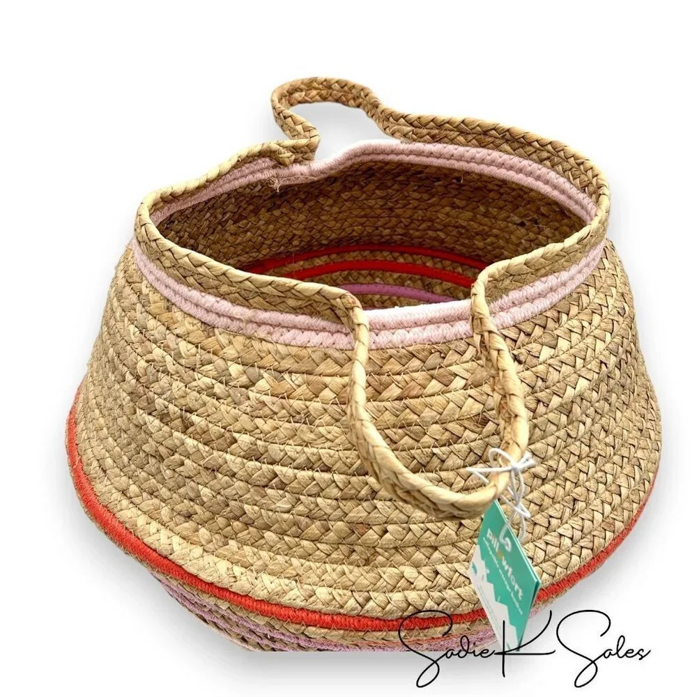 Pillowfort Large Water Hyacinth & Coiled‎ Rope Stripe Bin Collapsible - Target